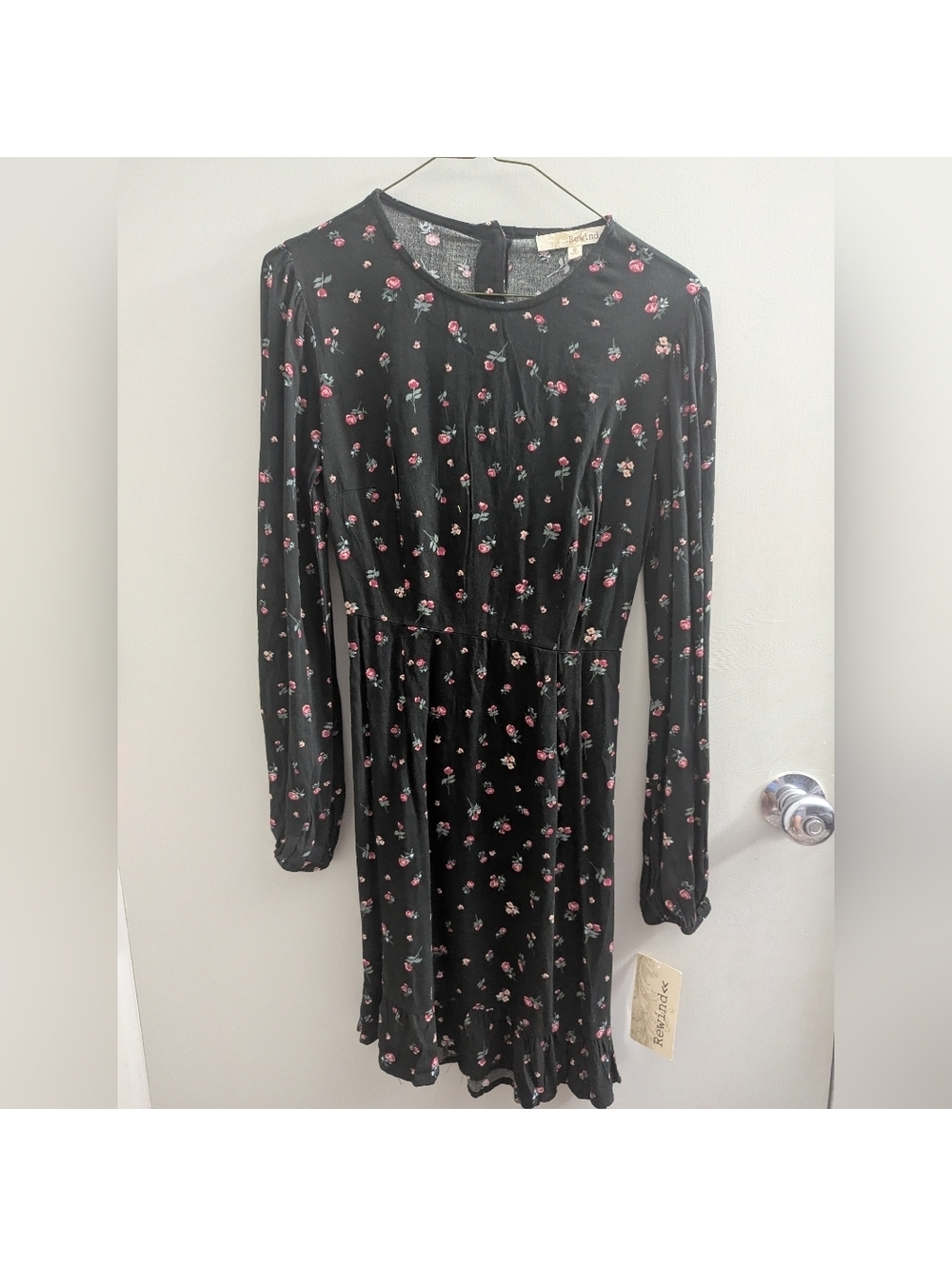 Rewind NWT Black Floral Dress Sz Small Fall Back To School Teen College Work